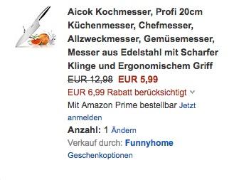 Aicok Kochmesser, Profi 20cm - jetzt 54% billiger Aicok Kochmesser, Profi 20cm - jetzt 54% billiger