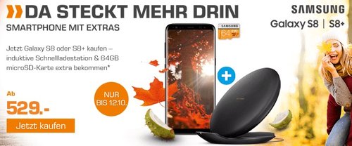 Samsung Galaxy S8 + Induktionsladestation + 64 GB microSD - jetzt 16% billiger