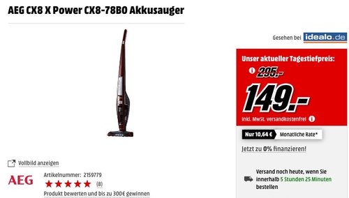 AEG Eco UltraPower CX8-78BO kabelloser Handstaubsauger - jetzt 39% billiger AEG Eco UltraPower CX8-78BO kabelloser Handstaubsauger - jetzt 39% billiger