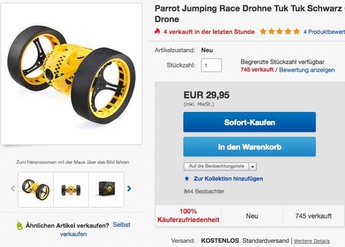 Parrot Jumping Race Drone Tuk Tuk - jetzt 25% billiger Parrot Jumping Race Drone Tuk Tuk - jetzt 25% billiger