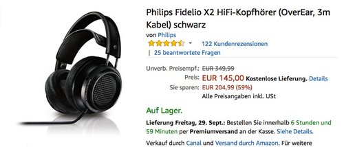 Philips Fidelio X2 HiFi-Kopfhörer (OverEar, 3m Kabel) schwarz - jetzt 27% billiger Philips Fidelio X2 HiFi-Kopfhörer (OverEar, 3m Kabel) schwarz - jetzt 27% billiger