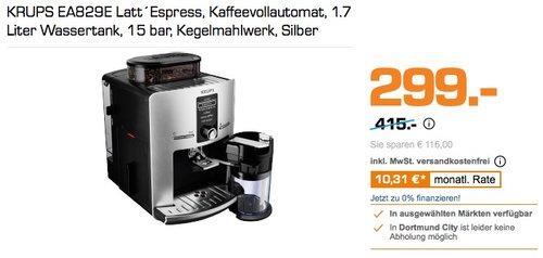 KRUPS EA829E Kaffeevollautomat Latt´Espress One-Touch-Funktion - jetzt 41% billiger KRUPS EA829E Kaffeevollautomat Latt´Espress One-Touch-Funktion - jetzt 41% billiger