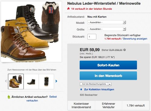 Nebulus Herren Winterboots Stiefel versch. Modelle - jetzt 25% billiger