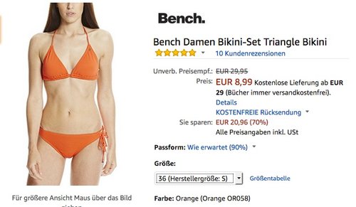 Bench Damen Bikini-Set Triangle Bikini - jetzt 53% billiger Bench Damen Bikini-Set Triangle Bikini - jetzt 53% billiger