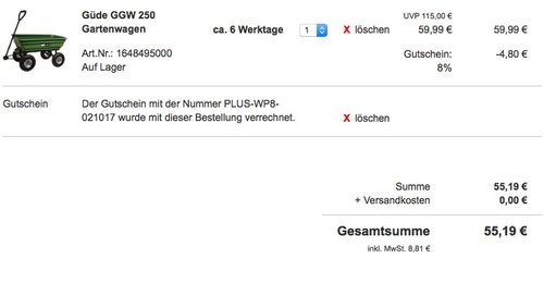 Güde GGW 250 Gartenwagen - jetzt 12% billiger Güde GGW 250 Gartenwagen - jetzt 12% billiger