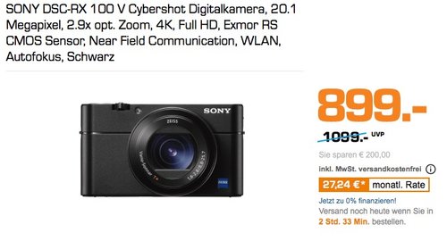 Sony DSC-RX100 V Digitalkamera - jetzt 9% billiger Sony DSC-RX100 V Digitalkamera - jetzt 9% billiger