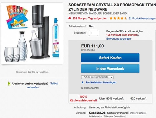 SodaStream Crystal 2.0 Promopack titan - jetzt 11% billiger
