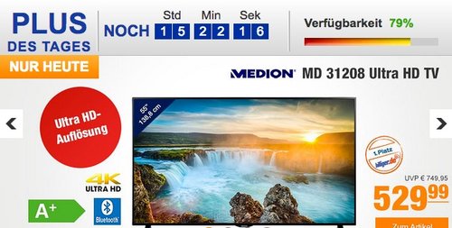 MEDION LIFE X18089 MD 31208  55 Zoll UHD Fernseher - jetzt 12% billiger
