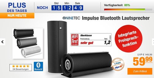 NINETEC Impulse 20 Watt Bluetooth NFC AUX Speaker Lautsprecher 3D-Sound - jetzt 40% billiger NINETEC Impulse 20 Watt Bluetooth NFC AUX Speaker Lautsprecher 3D-Sound - jetzt 40% billiger