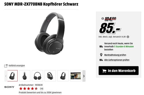 SONY MDR-ZX770BNB Kopfhörer - jetzt 14% billiger SONY MDR-ZX770BNB Kopfhörer - jetzt 14% billiger