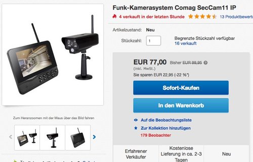 COMAG Digitales Kamera Funk-Überwachungs-Set SecCam11 - jetzt 9% billiger COMAG Digitales Kamera Funk-Überwachungs-Set SecCam11 - jetzt 9% billiger