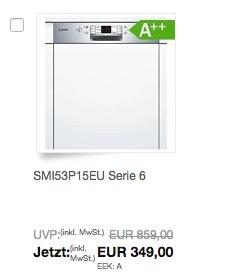 Bosch SMI53P15EU Serie 6 Geschirrspüler Teilintegriert - jetzt 17% billiger Bosch SMI53P15EU Serie 6 Geschirrspüler Teilintegriert - jetzt 17% billiger