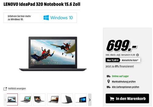 Lenovo IdeaPad 320-15IKB Notebook 15,6 Zoll Full HD i5-8250U 8GB 256GB SSD Win 10 - jetzt -15% billiger