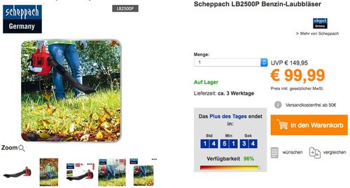Scheppach LB2500P Benzin-Laubbläser - jetzt 21% billiger