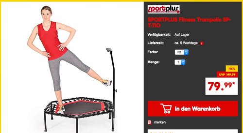 SPORTPLUS Fitness Trampolin SP-T-110 - jetzt 12% billiger SPORTPLUS Fitness Trampolin SP-T-110 - jetzt 12% billiger