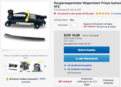 Rangierwagenheber Wagenheber Priopa hydraulisch 2t  - jetzt 53% billiger Rangierwagenheber Wagenheber Priopa hydraulisch 2t  - jetzt 53% billiger