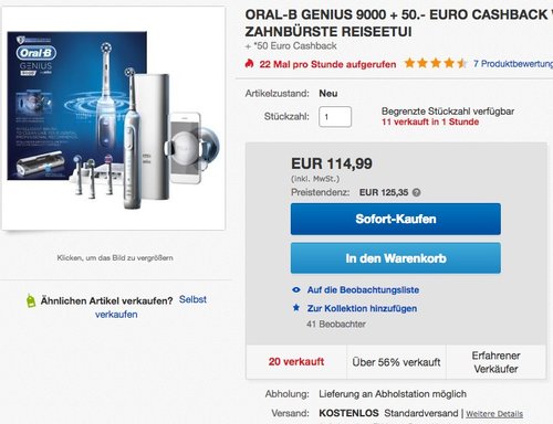 Oral-B Genius 9000 Elektrische Zahnbürste - jetzt 8% billiger