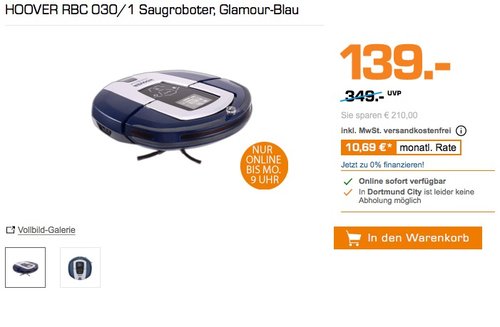 Hoover RBC 030 Robotersauger - jetzt 32% billiger