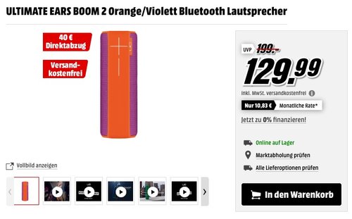 ULTIMATE EARS BOOM 2 Orange/Violett Bluetooth Lautsprecher - jetzt 20% billiger ULTIMATE EARS BOOM 2 Orange/Violett Bluetooth Lautsprecher - jetzt 20% billiger