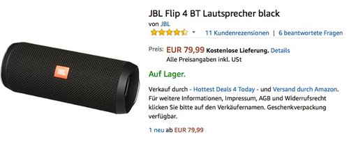 JBL Flip 4 BT Lautsprecher - jetzt 9% billiger JBL Flip 4 BT Lautsprecher - jetzt 9% billiger