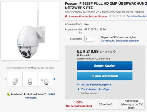 Foscam FI9928P steuerbare Netzwerkkamera / Überwachungskamera - jetzt 8% billiger Foscam FI9928P steuerbare Netzwerkkamera / Überwachungskamera - jetzt 8% billiger