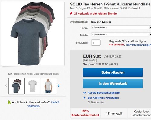 SOLID Tao Herren T-Shirt Kurzarm - jetzt 38% billiger SOLID Tao Herren T-Shirt Kurzarm - jetzt 38% billiger