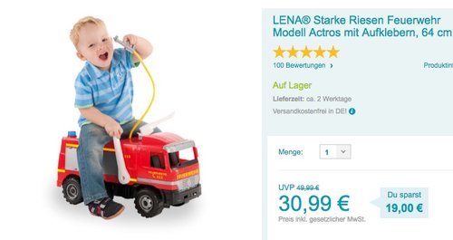 LENA - Starke Riesen Feuerwehr Modell Actros - jetzt 9% billiger LENA - Starke Riesen Feuerwehr Modell Actros - jetzt 9% billiger