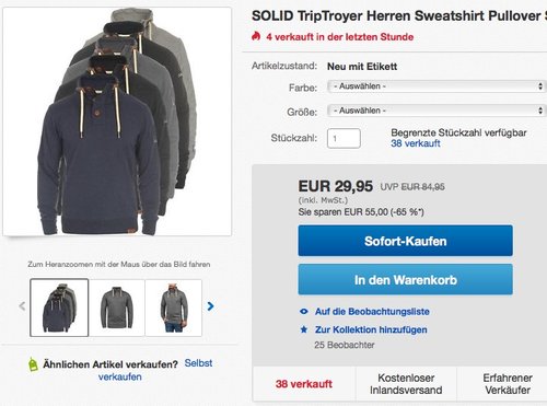 SOLID TripTroyer Herren Sweatshirt  - jetzt 19% billiger