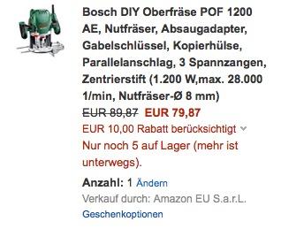 Bosch DIY Oberfräse POF 1200 AE - jetzt 11% billiger