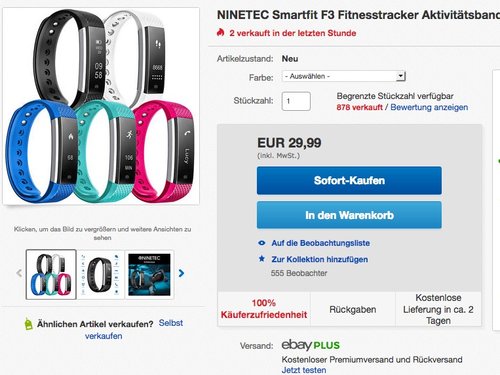 NINETEC Smartfit F3 Fitnesstracker - jetzt 36% billiger