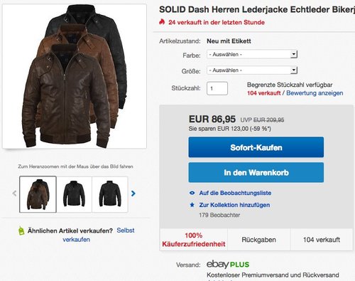 SOLID Dash Herren Lederjacke - jetzt 30% billiger