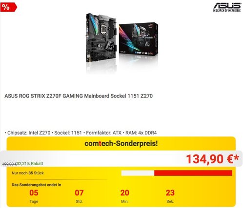 ASUS ROG STRIX Z270F GAMING Mainboard Sockel 1151 Z270 - jetzt 15% billiger ASUS ROG STRIX Z270F GAMING Mainboard Sockel 1151 Z270 - jetzt 15% billiger