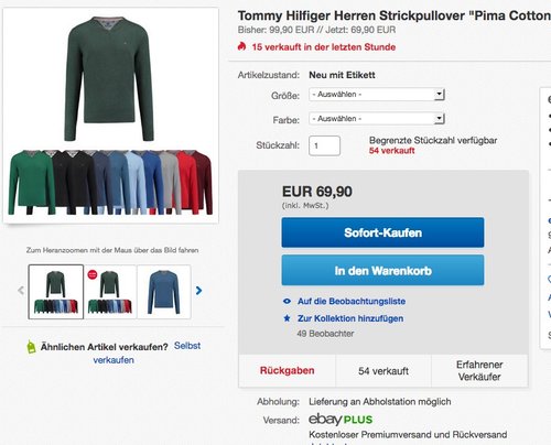 Tommy Hilfiger Herren Strickpullover "Pima Cotton Cashmere" - jetzt 15% billiger