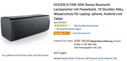 DOCKIN D FINE 50W Stereo Bluetooth Lautsprecher mit Powerbank - jetzt 25% billiger DOCKIN D FINE 50W Stereo Bluetooth Lautsprecher mit Powerbank - jetzt 25% billiger