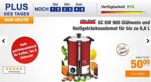 Efbe-Schott SC GW 900 Glühwein und Heißgetränkeautomat für bis zu 6,8 L - jetzt 14% billiger Efbe-Schott SC GW 900 Glühwein und Heißgetränkeautomat für bis zu 6,8 L - jetzt 14% billiger