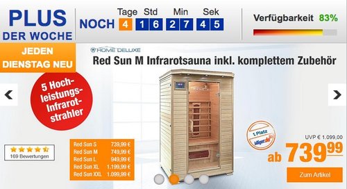 Deluxe RedSun M Infrarotkabine - jetzt 6% billiger Deluxe RedSun M Infrarotkabine - jetzt 6% billiger
