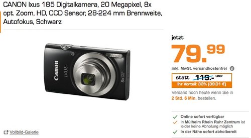 CANON Ixus 185 Digitalkamera  - jetzt 18% billiger