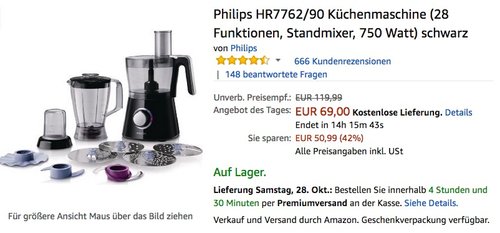 Philips HR7762/90 Küchenmaschine - jetzt 16% billiger