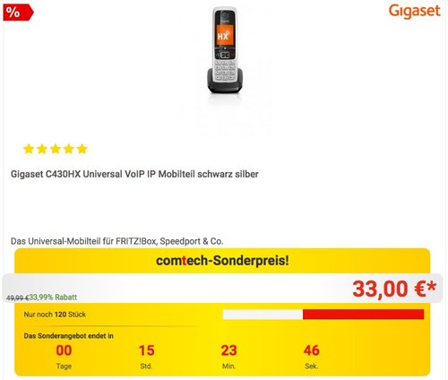 Gigaset C430HX Universal VoIP IP Mobilteil - jetzt 14% billiger Gigaset C430HX Universal VoIP IP Mobilteil - jetzt 14% billiger