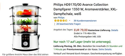 Philips HD9170/00 Avance Collection Dampfgarer - jetzt 20% billiger