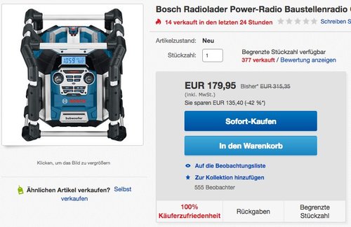 Bosch Baustellenradio GML 50 - jetzt 5% billiger Bosch Baustellenradio GML 50 - jetzt 5% billiger
