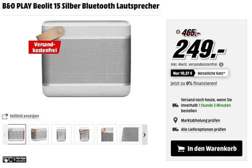 B&O PLAY Beolit 15 Silber Bluetooth Lautsprecher - jetzt 43% billiger B&O PLAY Beolit 15 Silber Bluetooth Lautsprecher - jetzt 43% billiger