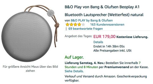 B&O Play von Bang & Olufsen Beoplay A1 - jetzt 10% billiger