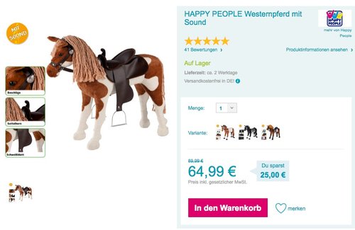 HAPPY PEOPLE Westernpferd mit Sound - jetzt 11% billiger