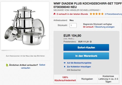 WMF Topf-Set Diadem Plus  5-teilig - jetzt 14% billiger