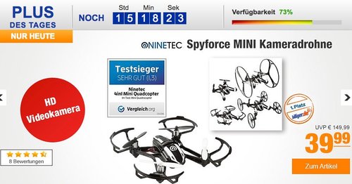 NINETEC Spyforce MINI Kameradrohne - jetzt 36% billiger NINETEC Spyforce MINI Kameradrohne - jetzt 36% billiger