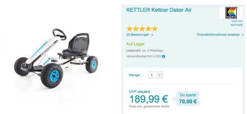 KETTLER Kettcar Dakar Air  - jetzt 5% billiger KETTLER Kettcar Dakar Air  - jetzt 5% billiger