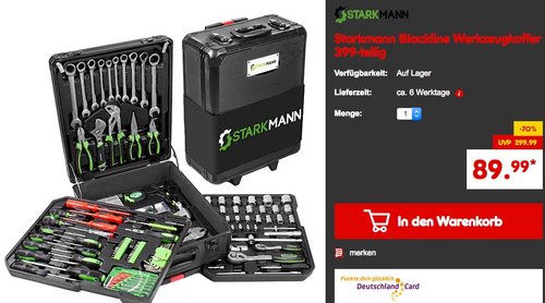 Starkmann Blackline Werkzeugkoffer 399-Tlg. - jetzt 10% billiger Starkmann Blackline Werkzeugkoffer 399-Tlg. - jetzt 10% billiger