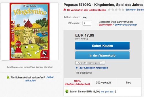 Pegasus Spiele 57104G - Kingdomino - jetzt 24% billiger