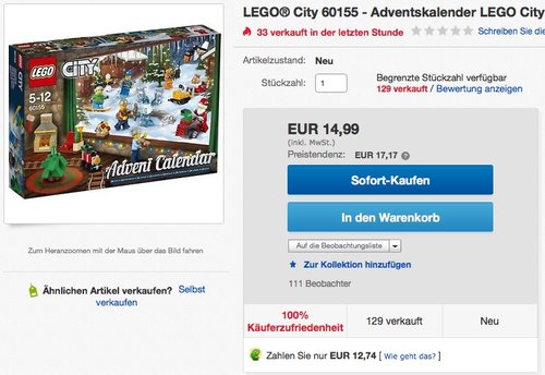 LEGO City 60155 - Adventskalender - jetzt 29% billiger LEGO City 60155 - Adventskalender - jetzt 29% billiger